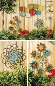 Metal Flowers on Fence