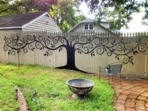 Painted Tree on Fence