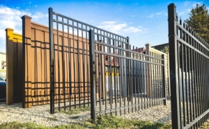 Outdoor fence displays at Fence & Deck Supply's Salt Lake City store