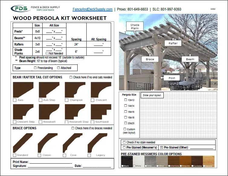 Wood Pergola Kit Worksheets