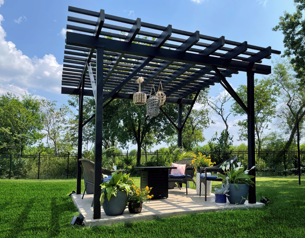 Steel Pergola with rafters and shade purlins