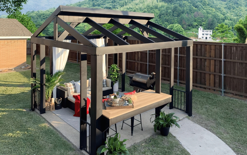 Steel Pergola open roof shade structure