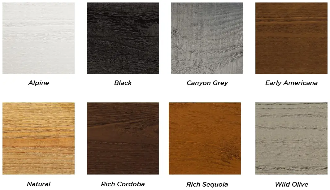 Color Swatches for wood pergola kits from Fence & Deck Supply